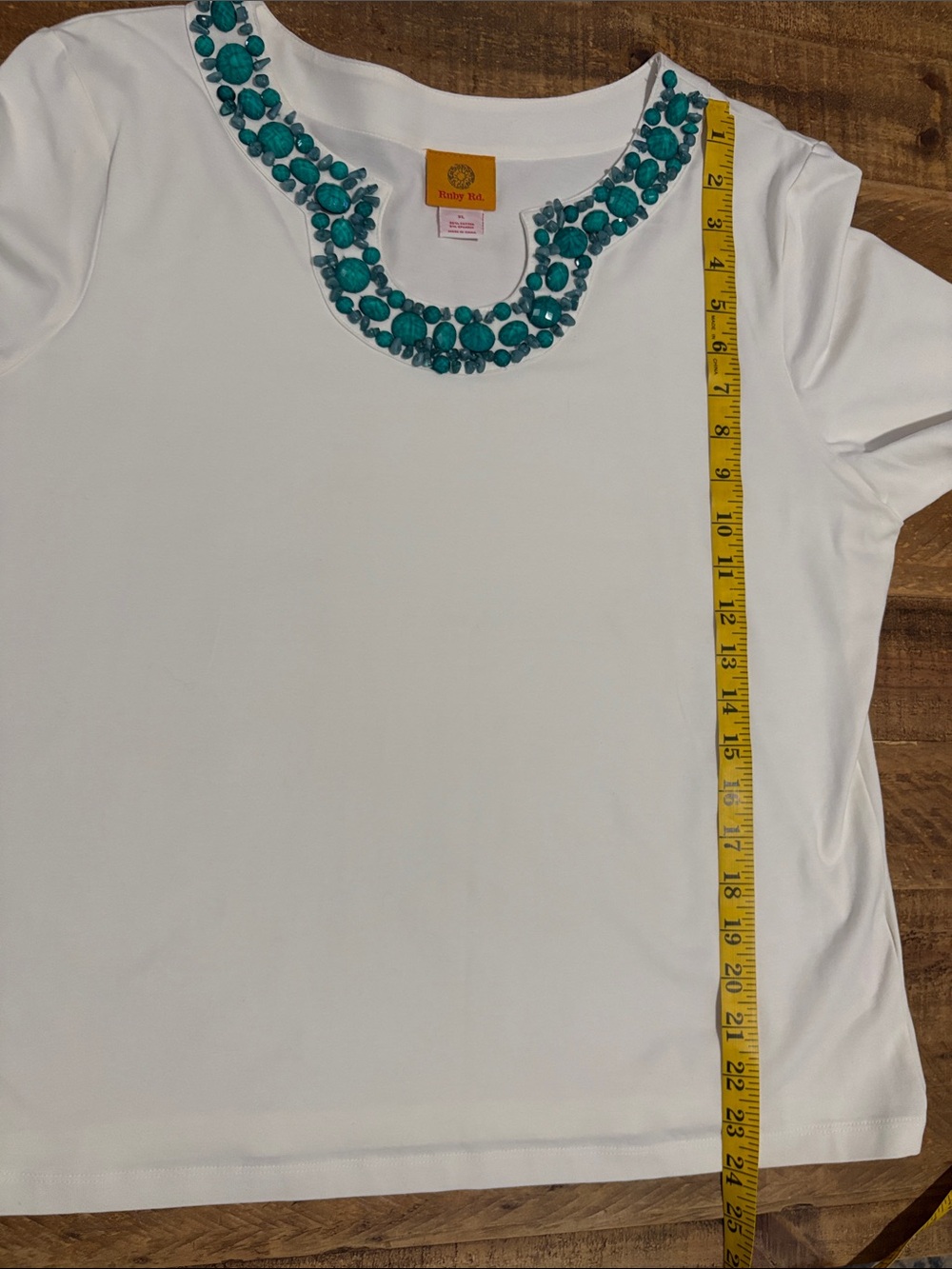 Ruby Rd. Top with Teal Beaded Neckline NWOT - Picture 7 of 8
